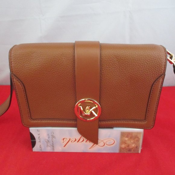 Michael Kors Charm Medium Triple gusset Pebbled Leather Crossbody #3332 - Picture 5 of 12